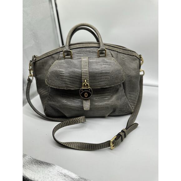 Dooney & Bourke Handbags - Vintage Dooney Bourke Genuine Santorini Lizard Leather Handbag Strap Lock